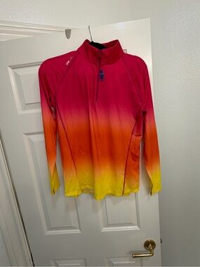 RLX Ralph Lauren Pink to Orange Ombre Half-Zip Pullover
